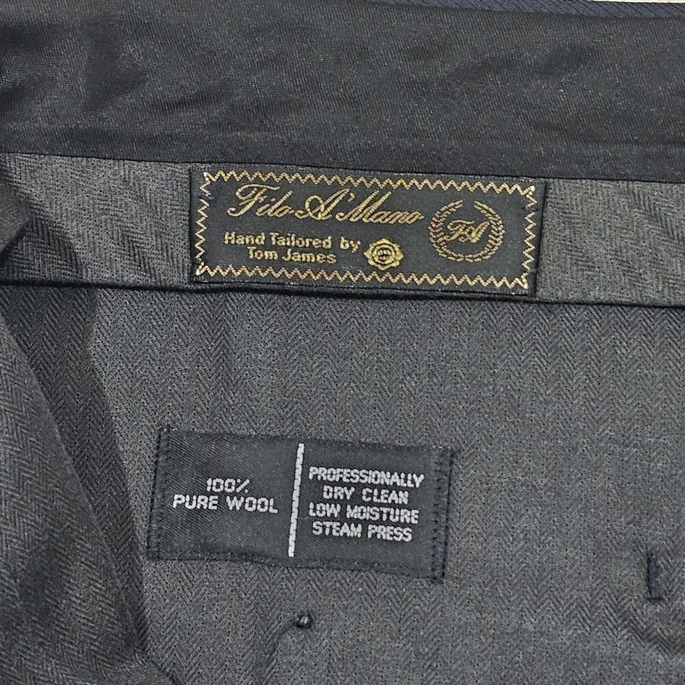 Filo A'Mano by‎ Tom James Custom Tailored Black 100% Wool Trousers 38x32 - Picture 6 of 6